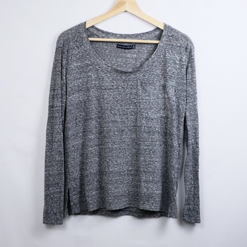 Abercrombie & Fitch Semi Sheer Long Sleeve Tee T-Shirt, Heather Gray, Women S